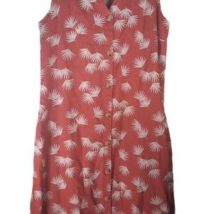 Liz Claiborne Coral and White Linen/cotton midi dress